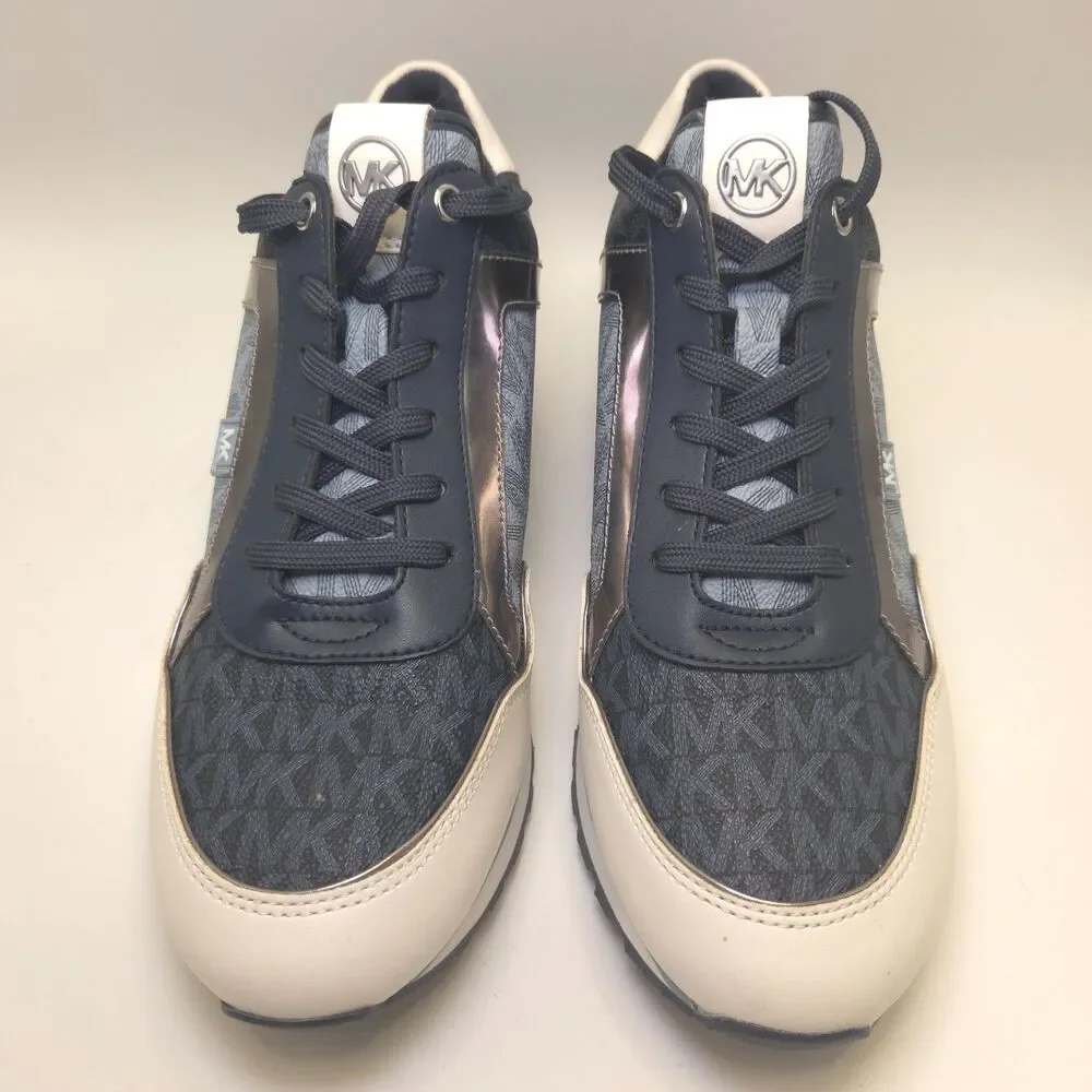 Michael Kors Maddy Logo Trainer Admiral Blue Sneakers Women 10M 49F0MAFS3B NIB